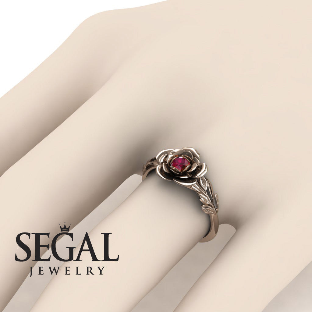 Soft Flower And Leaves Ruby Ring- Adalyn no. 8